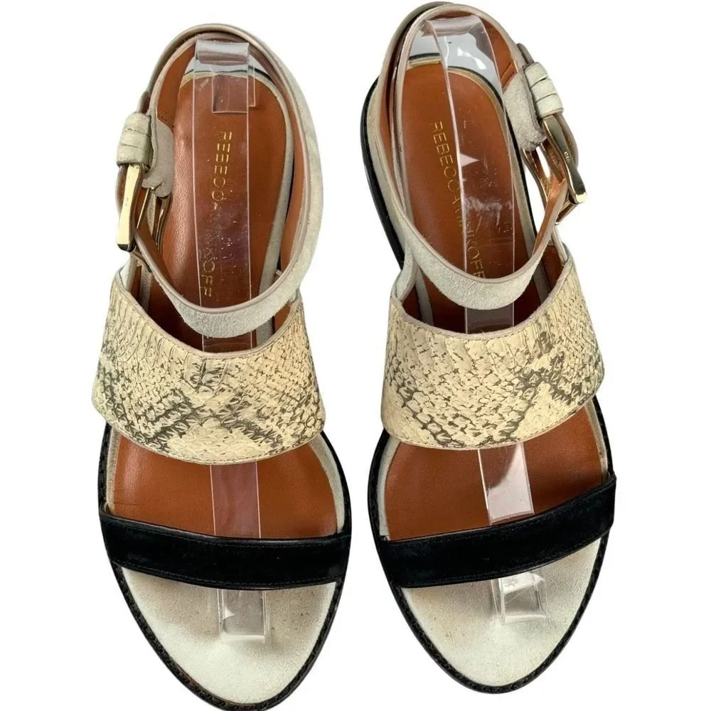 Rebecca Minkoff Vero Cuoio Multicolor Animal Print Ankle Wrap Sandals‎ Size 7M